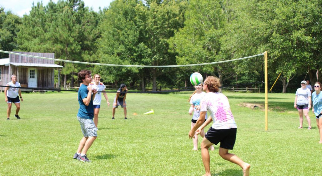 A volleyball game on the field